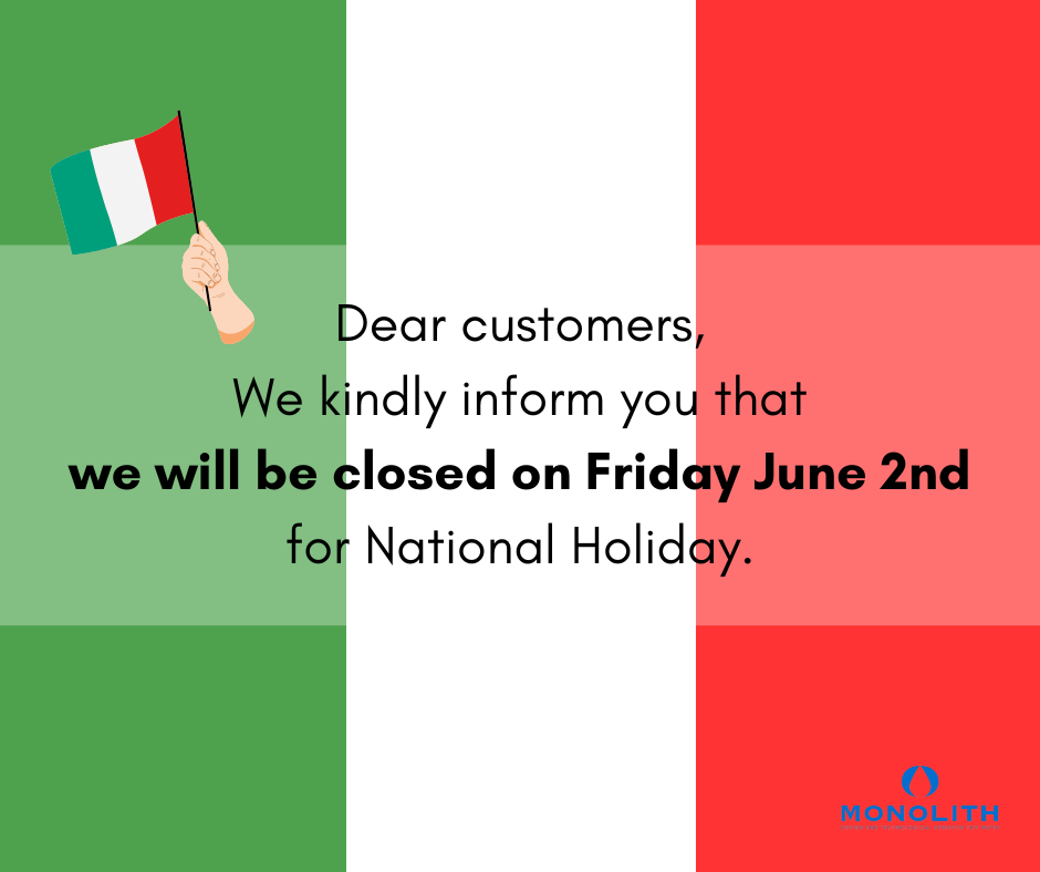 CLOSURE AND ITALIAN NATIONAL DAY - JUNE 2ND