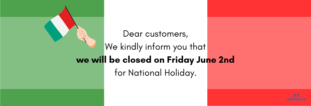 CLOSURE AND ITALIAN NATIONAL DAY - JUNE 2ND